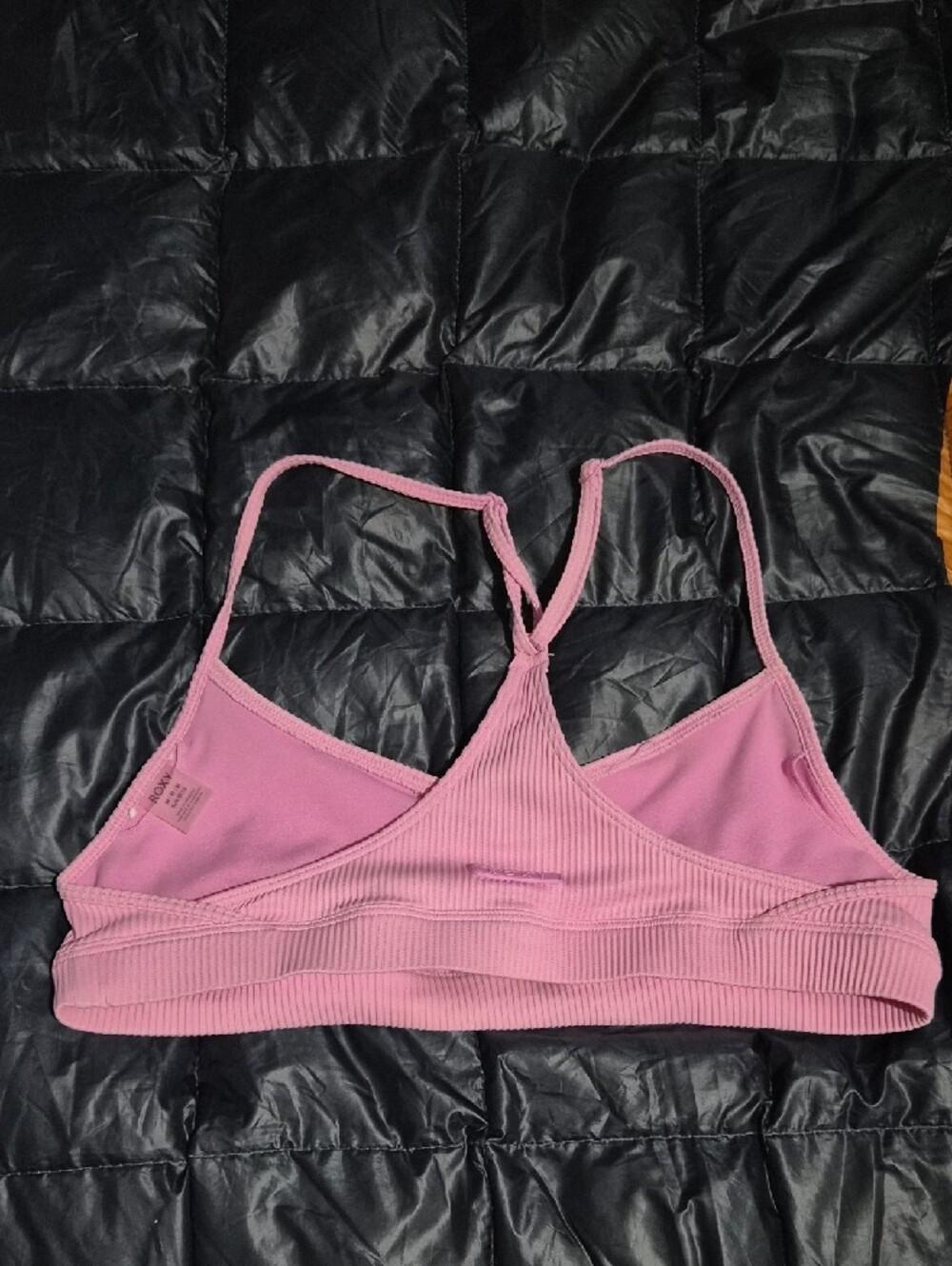Roxy Pink Ribbed Racerback Sports Bra - Picture 2 of 3